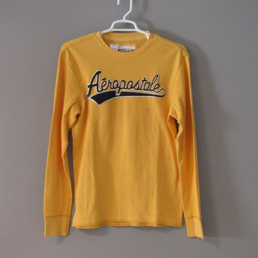NEW Aeropostale Yellow Waffle Long Sleeve Shirt L